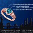thumbnail image 2 of Gem Stone King 18K Rose Gold Plated Silver London Blue Topaz and White Moissanite Halo Ring for Women | 1.13 Cttw | Heart Shape 6MM | Gemstone November Birthstone | Size 9, 2 of 6