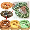 thumbnail image 2 of Simulation Giant Python Plush Toy Long Snake Yellow Orange Green Python Plush Toy Decorated House Holiday Decoration Trick Props, 2 of 5