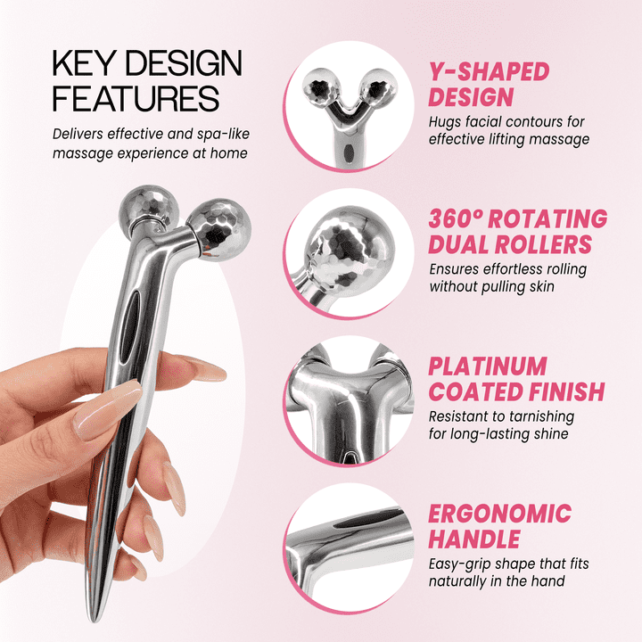 Beauticom  (Quantity: 3 Pieces) Handy Manual Facial Beauty Care Massager, 3D Face Massager Roller Anti-Aging Reducing Wrinkle Face Lifting