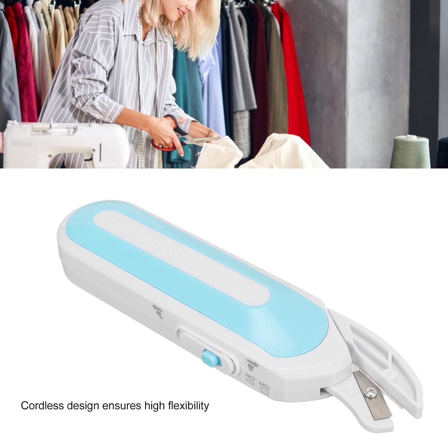 IULAVP Electric Scissors, Cordless Scissors Portable, Electric Cutter with Craft Scissors Ergonomic Handle, Metal Blade for Cut Through Leather, Felt, Paper, Fabric and Hard Materials.