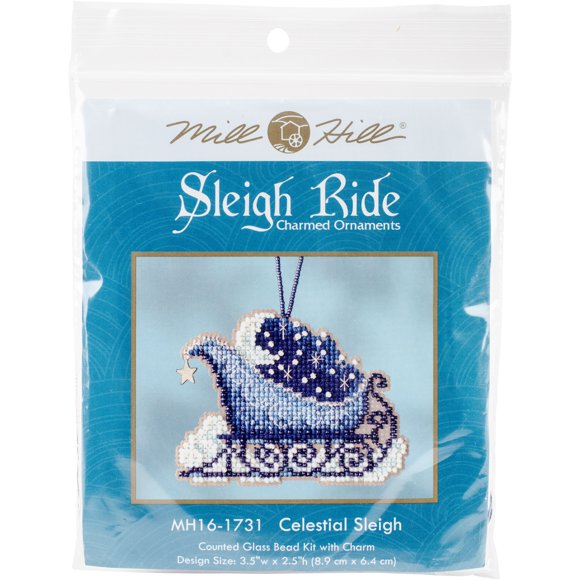 Celestial Sleigh Counted Cross Stitch Kit-2.5"X2.75" 14 Count