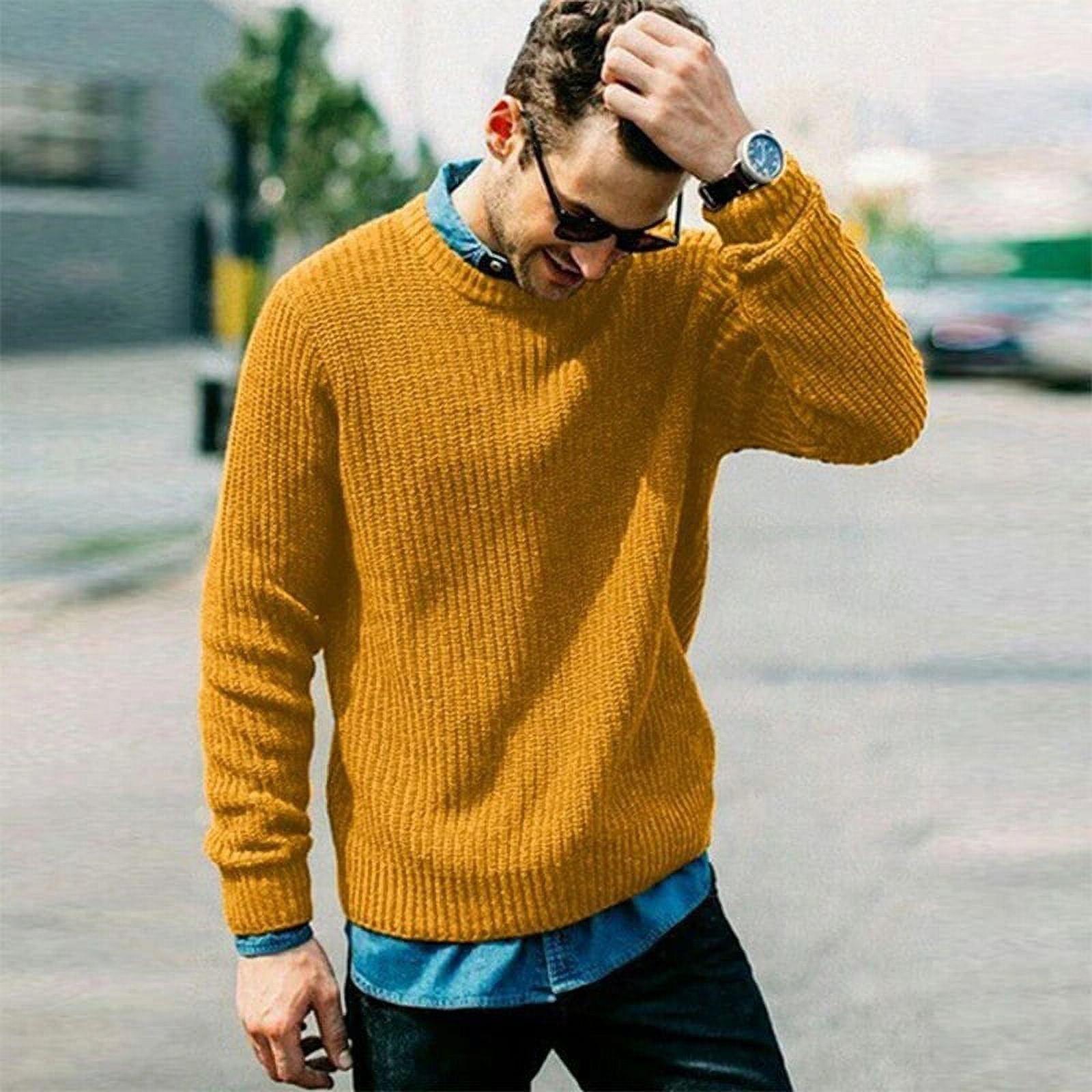 Amazon.com: Men's Knitted Sweaters Round Neck Long Sleeve