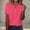 A_ Hot Pink, variant on Olyvenn Linen Tops for Women Summer V Neck 3/4 Length Sleeve Womens Tops with Button Roll-Up Sleeve Casual Loose Fit Blouses Brown S