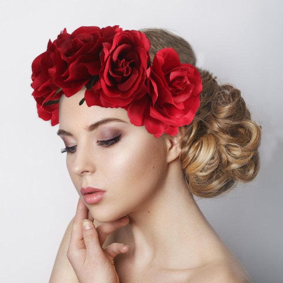Raindrops Stylish Red Flower Hairband for Party Weddings Photography Decoration
