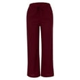 thumbnail image 2 of Women High Waisted Wide Leg Pants Fashion Drawstring Elastic Trousers Comfy Straight Leg Women Dress Clothes for (M), 2 of 5