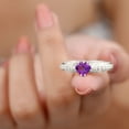 thumbnail image 5 of Rosec Jewels Heart Shape Amethyst Ring with Diamond, Vintage Inspired Ring (7 mm), 10K White Gold, US 3.00, 5 of 8