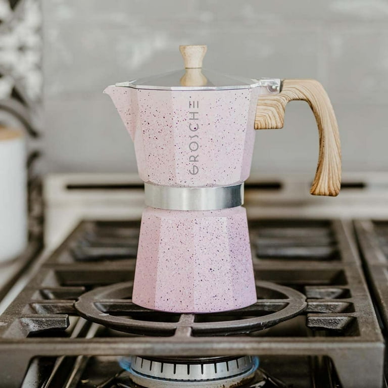 Italian Moka Pot 3 Cup Stovetop Aluminum Espresso Maker - Pink