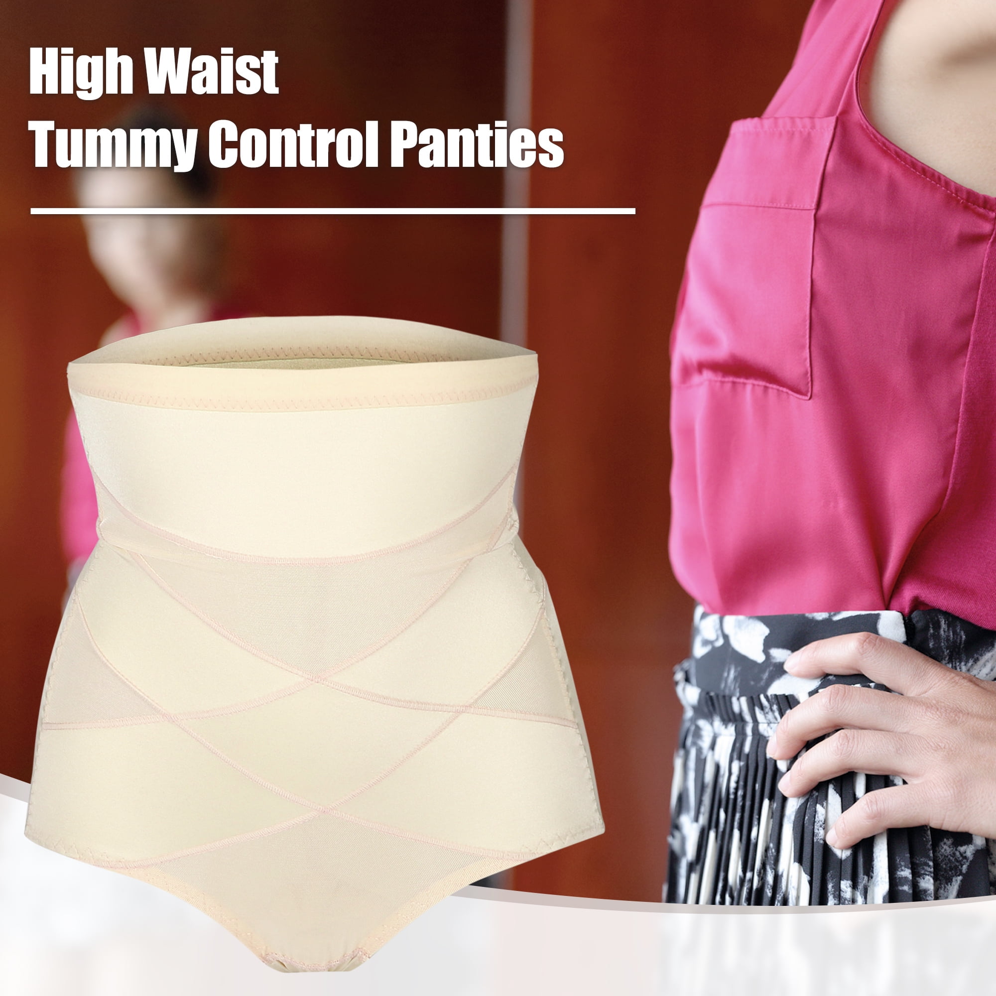 Unique Bargains Women High Waist Slimming Body Shaping Tummy Control Shapewear XL Beige