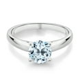 thumbnail image 2 of Gem Stone King 1.70 Ct 7mm Round Sky Blue Topaz 10K White Gold Ring (Size 7), 2 of 4