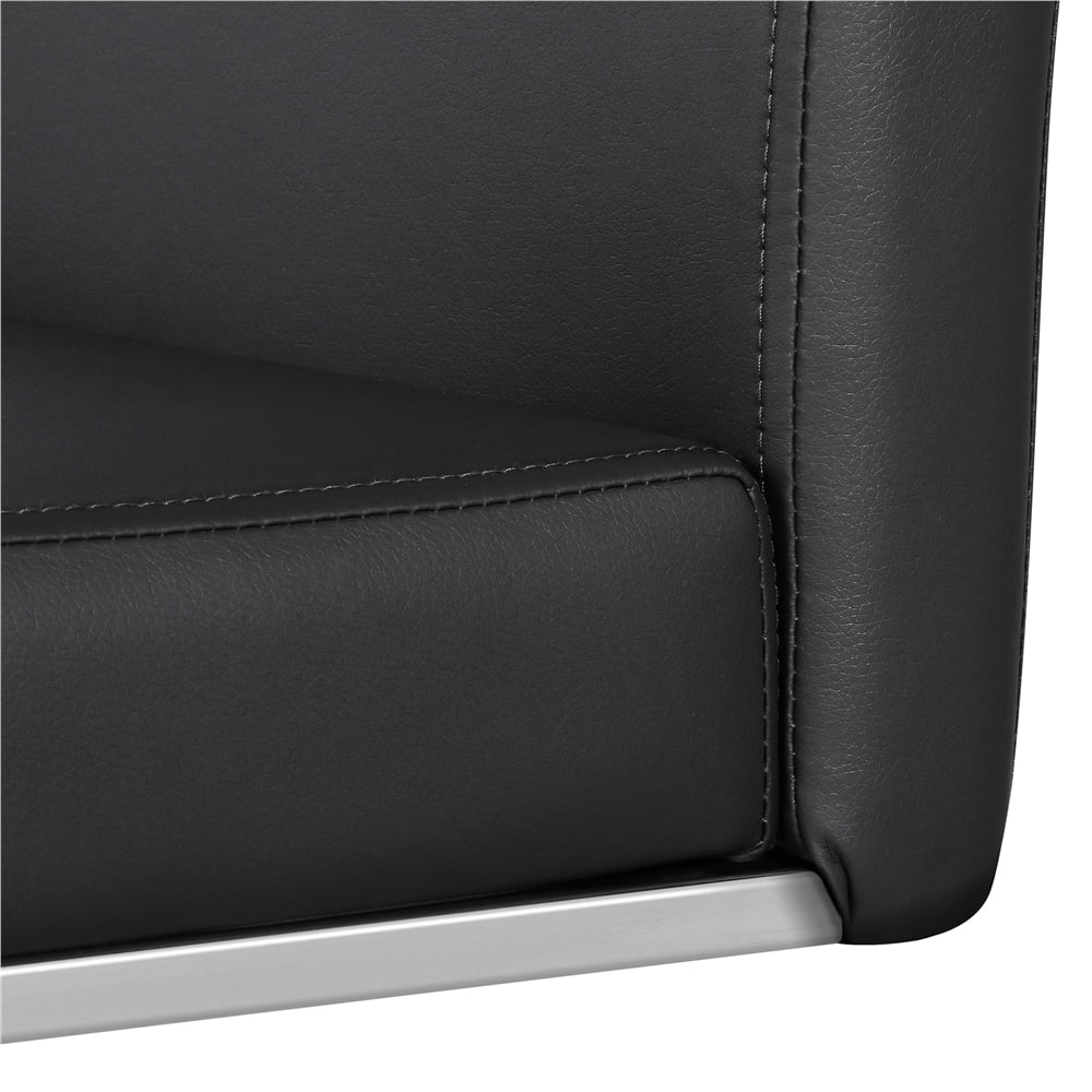 Alden Design Modern Faux Leather Dining Chair with Metal Legs, Set of 2, Black