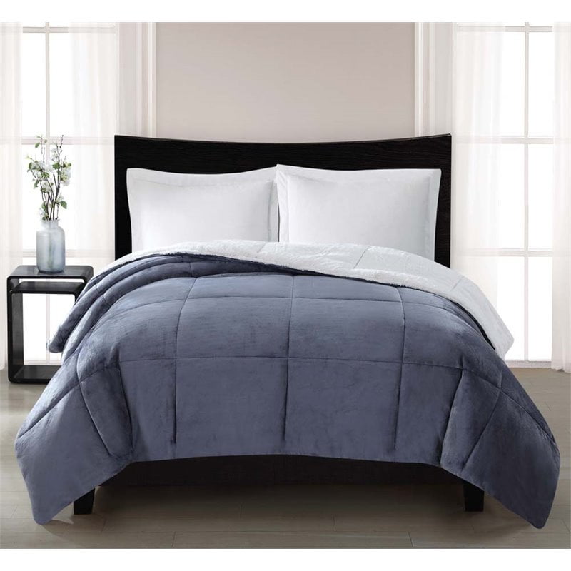 PEM America London Fog Supreme Velvet Full Queen Comforter in Blue