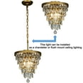 thumbnail image 5 of 3-Lights Glass Tear Drops Chandelier Painted Brass Pendant Ceiling Lighting, 5 of 9