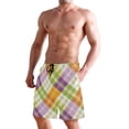 thumbnail image 2 of Dailycode Men's Quick Dry Swim Trunks Beach Shorts Casual Summer Board Shorts with Pockets, Colorful Gingham, 2 of 8