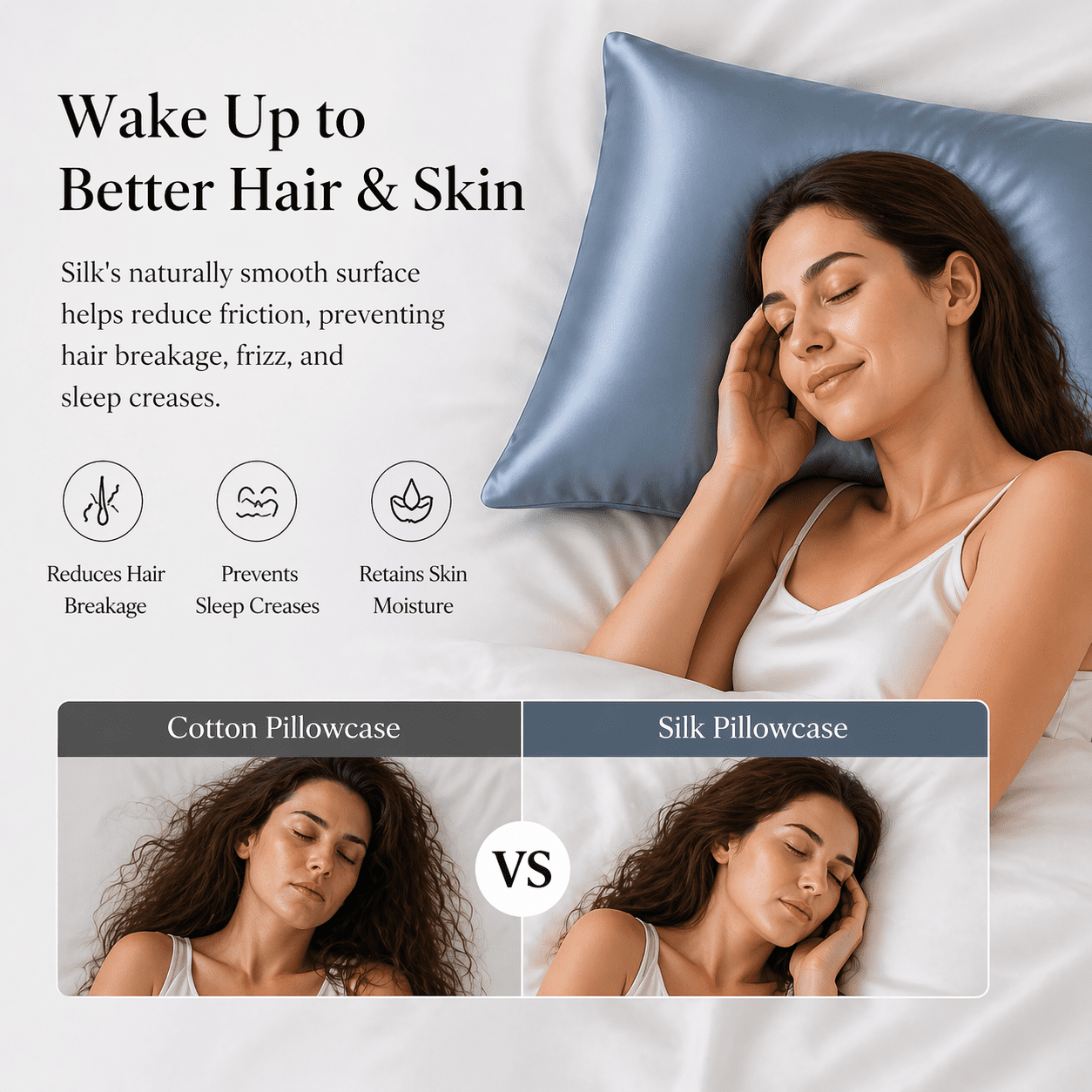 Premium Natural Mulberry Silk Pillowcase for Hair and Skin Made in USA, 22 Momme 6A Silk Pillow Cases Standard Size with Zipper, Ideal for Women's Beauty Sleep, 1 Pc 20"x26"&nbsp;