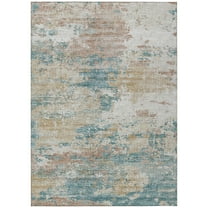 Addison Rugs Indoor/ Outdoor Accord Modern Brushstrokes Polyester Washable Rug New 9' x 12' - Teal Copper Beige