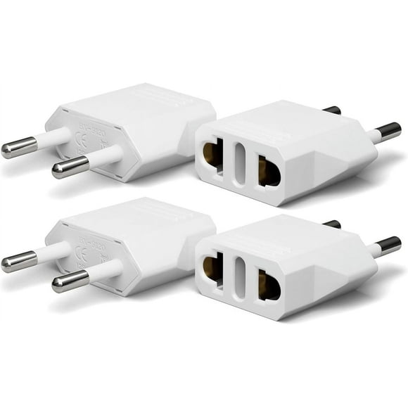 Safe And Reliable Us To Europe Plug Adapter, Compact And Lightweight European Travel Type C Adapter, 2 Pack White