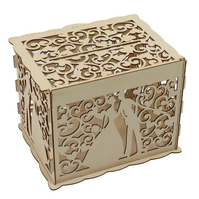 Caja De Tarjeta De Dinero Hueca, Caja De Madera De Boj Duro DIY Textura Exquisita Para Fiesta Para Donación Mgaxyff JM01777 Pequeño