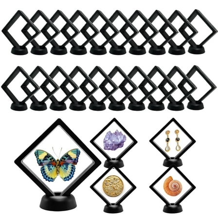 20PCS Challenge Coin Display Frame,3D Floating Clear Case,Medallion Specimen Holder,for Coin Medallions Rock Gem Arrowhead Collecting and Display