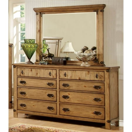 Dresser With Mirror Set In Light Oak Finish Dresser With Mirror Set In Light Oak Finish