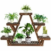 Étagère à plantes triangulaire Gymax – Bois – Pour 6 pots
