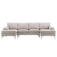 thumbnail image 5 of U-Shaped Sectional Sofa, 110 Inches Modern Linen Upholstered Sofa Couch with Chaise and Padded Cushion Seats, Convertible Modular Sofa with Metal Legs Accent Sofa for Living Room Apartment, Beige, 5 of 7