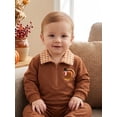 thumbnail image 6 of RUINIXCW Toddler Boy Thanksgiving Pullover Sweatshirt Quarter Zipper Lapel Neck Long Sleeve Croissant/Turkey Embroidery Tops, 6 of 9