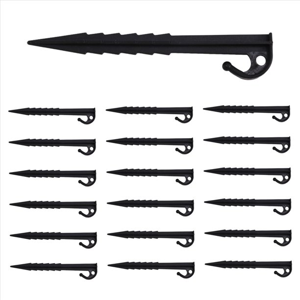 100 Estacas Inflables de Plástico de 14,5 cm para Jardín, Resistentes, de Anclaje para Exteriores, Color Negro
