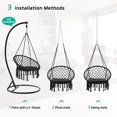 thumbnail image 5 of Hanging Swinging Macrame Chair, 330LBS Heavy Duty, 31.5" Wide Cotton Seat, Knitted Rope and Steel O-Rings for Bedroom Patio Balcony Indoor Outdoor (Black), 5 of 7