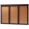 Aarco Products WBC4872RC 3-Door Enclosed Bulletin Board with Crown Molding - Walnut