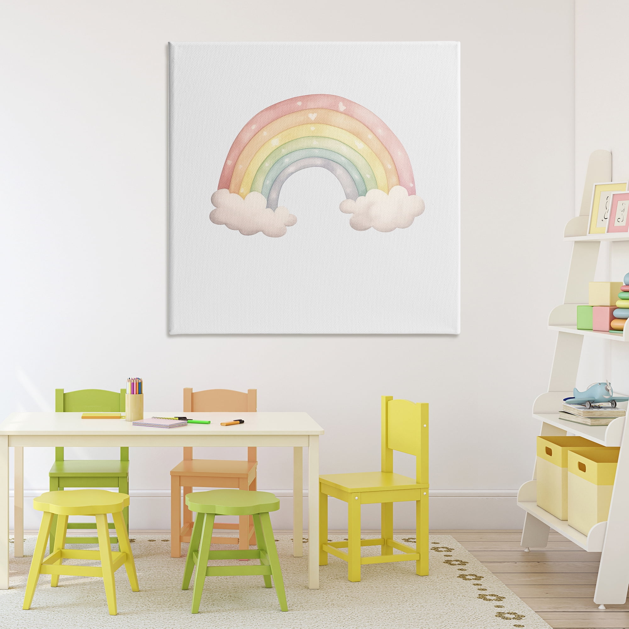 Stupell Industries Dreamy Pastel Rainbow with Clouds Canvas Wall Art, design by Karen Smith