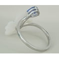thumbnail image 4 of 10k White Gold Plated Blue Sapphire Ring – Flower Shape Women’s Fashion Jewelry Gift for Her, 4 of 5