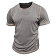 thumbnail image 4 of Umfun Men Contrast Stitch Short Sleeve Crew Neck T-Shirt Slim Fit Casual Wear for Sports and Daily Casual, 4 of 9