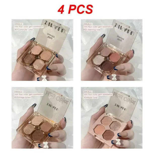 Heallor-sombra de ojos mate con purpurina, brillo, pigmentos de lentejuelas brillantes, maquillaje de ojos Dikalu, sombra de ojos delicada, Color tierra, rosa, 1 / 4 piezas