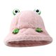 thumbnail image 4 of Sombrero de pescador de felpa para invierno, gorro de pescador, cálido, tamaño de dibujos animados, ligero, sombrero de rana, lindo para damas, Rosa Salvador sombrero de copa, 4 of 8
