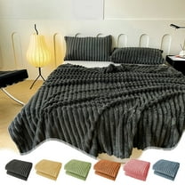 VBODN King Bedding Set,Flannel Fleece Throw Blanket Lightweight Warm and Soft Striped Couch and Bed Blanket Cozy Microfiber Ribbed Sofa Decor for All Season