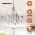 thumbnail image 5 of Parrot Uncle 30" Rustic Chandelier Light Fixture Hanging Ceiling Lights for Dining Room, Antique White, 5 of 12