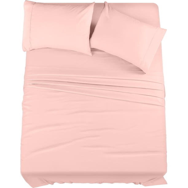 Juego de sábanas Utopia Bedding Queen de microfibra cepillada, color rosa pálido