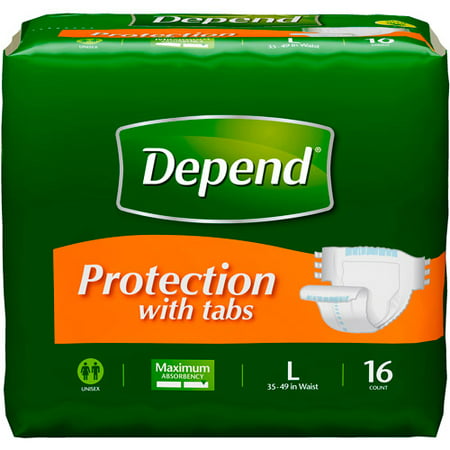Depend Protection with Tabs Briefs, Heavy Absorbency, Large/X-Large, 16 