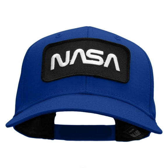 NASA Black and White Logo Embroidered Patched Solid Twill Cap - Royal OSFM