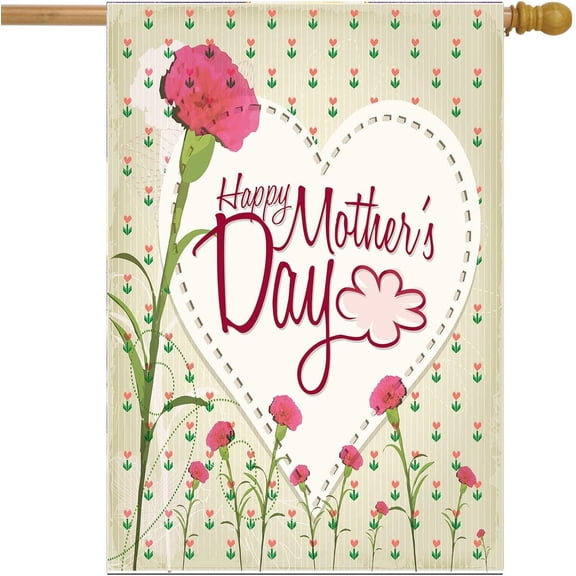 Mother''s Day Garden Flag Yard Decoration, Happy Mom''s Day Carnation Flower to Mom Double-Sided Decor Home House Flags, 28" x 40"