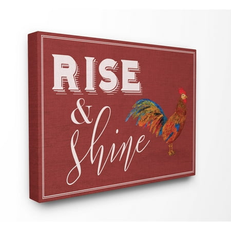 - The Stupell Home Decor Collection Rise And Shine Rooster Red Stretched Canvas Wall Art, 16 x 1.5 x 20