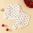 thumbnail image 2 of Baby Girl Outfit Valentine's Day Long Sleeve Hearts Printed T Shirt Pullover Tops Pants Outfits Baby Clothes White 6 Months-12 Months, 2 of 6