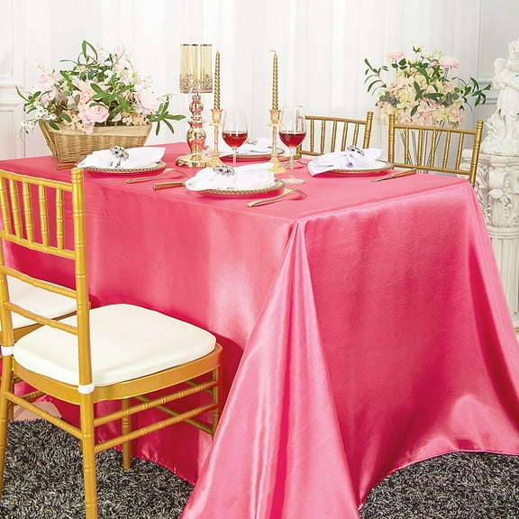 Wedding Linens Inc. 54" x 108" Satin Rectangular Table Cover Tablecloth - Bubble Gum