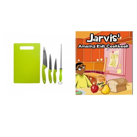 Jarvis' Amazing Kid's Cookbook with Knife and Cutting Board Gift Set