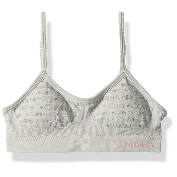 Calvin Klein Big Girls' Seamfree Soft Crop Bra, Heather Gray