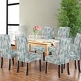 thumbnail image 2 of Abstract Turquoise Parsons Chair Slipcovers 6 Pack Abstract Leaves in Turquoise Gray and White Colors Natural Texture Spandex Super Fit Stretch Removable Washable Kitch, 2 of 5