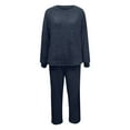thumbnail image 6 of Baqcunre Women's Two Piece Trousers Of Pure Color Long Sleeve Plush Sweater Knitting Set,Size S-XL,Womens Pajama Sets,Outfits for Women,Lounge Sets for Women,Womens Fashion,Womens Clothes,Dark blue, 6 of 8
