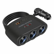 DABAILUN 120W LED Car Charger Adapter 3 Sockets Dual USB For IPhone For IPad GPS Dashcam
