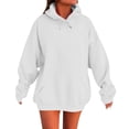 thumbnail image 3 of JUSLIO Hoodies for Women Long Sleeve Kangaroo Pocket Solid Pullover Hooded Sweatshirts White 2XL, 3 of 8