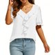 thumbnail image 4 of Camisas de Manga Corta para las Mujeres Blusa de Suéter de Cuello en V Casual para las Mujeres, Top de Estiramiento Suave para Uso Diario Y de Fiesta, 4 of 7